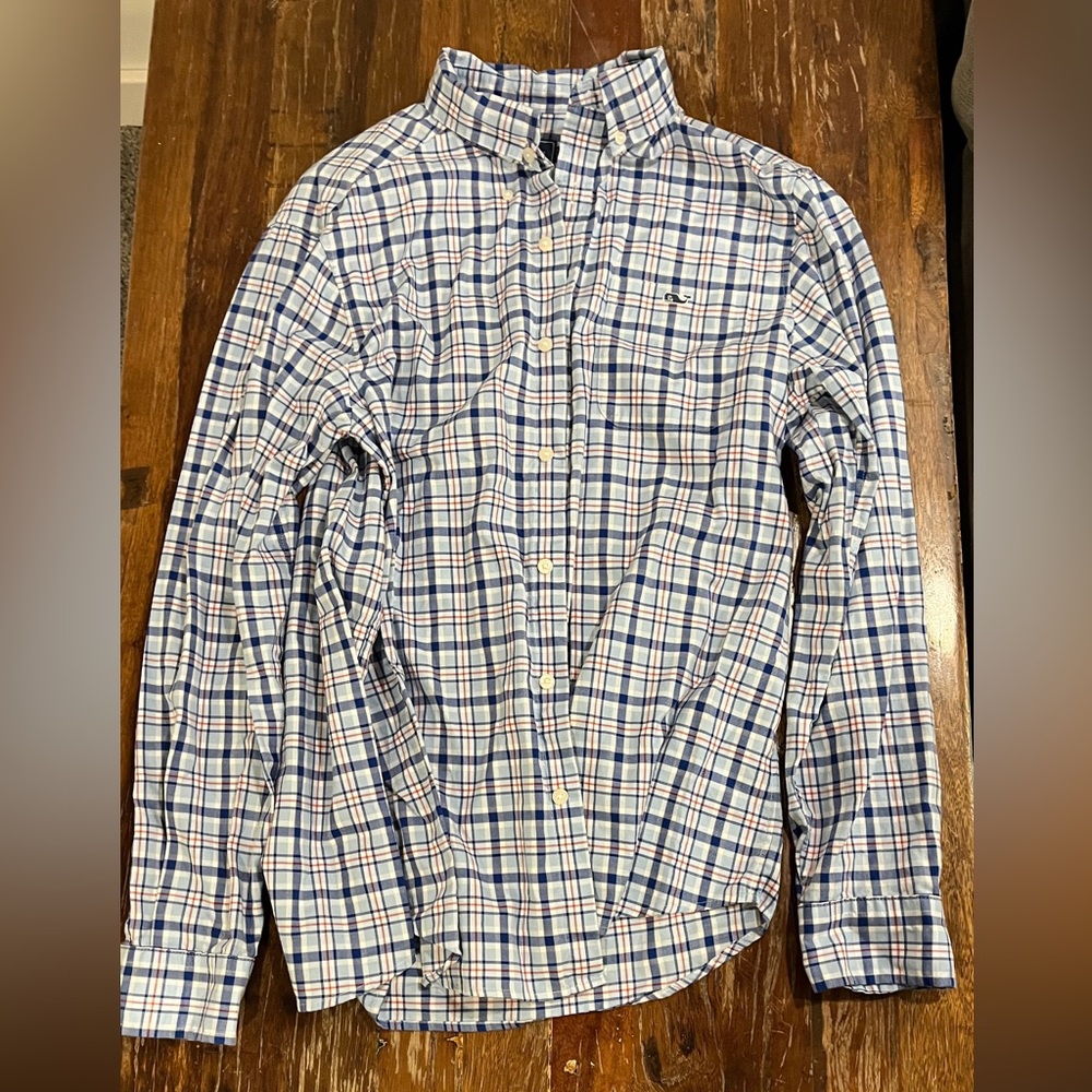 Vineyard Vines Blue and White Checkered Shirt